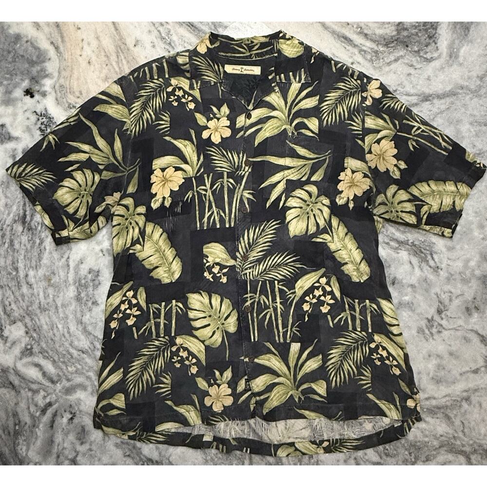 Lot Of x2 Tommy Bahama Mens Hawaiian Shirts Button Up 100% Silk Size Large
